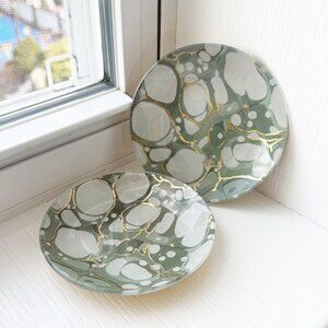 West Elm Marbled Decoupage Trinket Tray/Jewelry Dish - 2